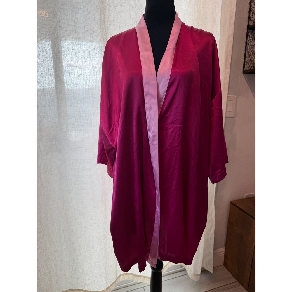 Victoria's Secret Pink Satin Kimono Robe Fuchsia One Size O/S Loungewear